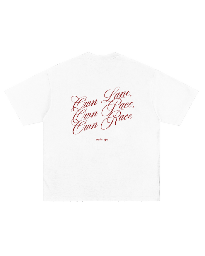 Own Lane,Own Pace,Own Race Tee - White